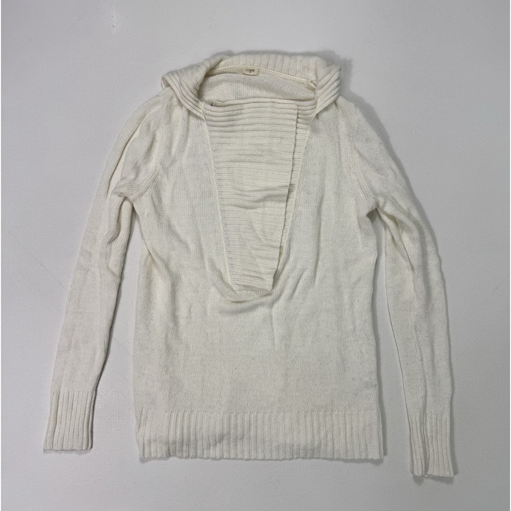 J Crew Womens Small Alpaca Merino Wool Blend Zip Cowl Neck Sweater White 53416
